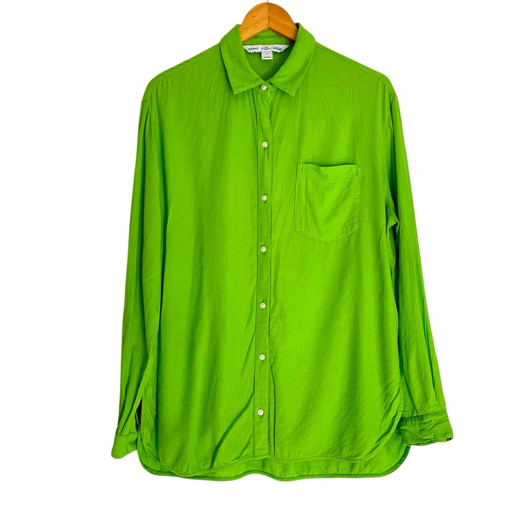 Old Navy Linen Blend Lime 🍋‍🟩 Green Button-Down Shirt